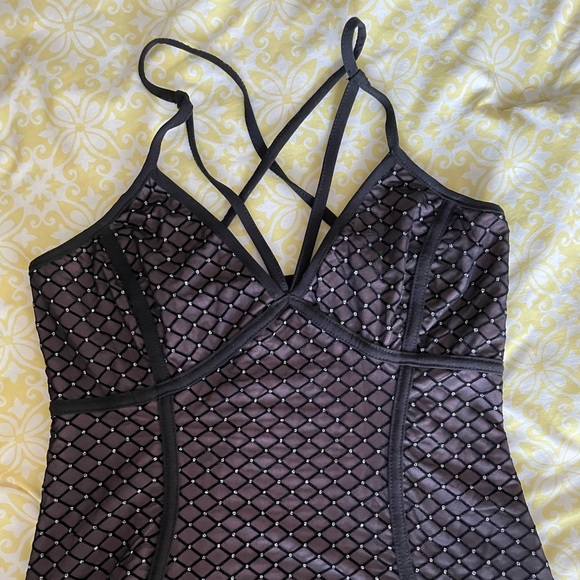 Fashion Nova Dresses & Skirts - Fashion Nova Small Fitted Black and Lavender Mini Dress, measurements added!